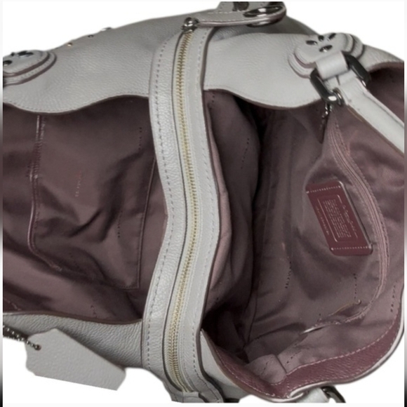 Coach Edie 31 Prairie Rivets Turnlock Bag In Gray Leather Gunmetal Hardware - Picture 11 of 12